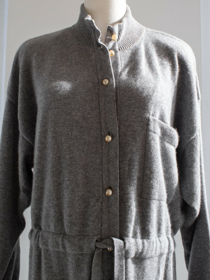 Rare Chanel F/W 1991 Grey White Pearl CC Cashmere Linda 91A Jumpsuit