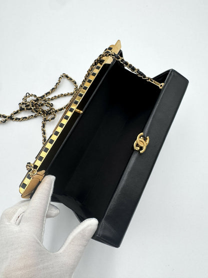 Chanel 19A Paris-New York Egypt Gold & Black Framed Minaudière Clutch Bag