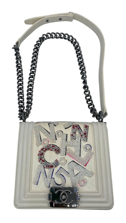 Chanel 14S Rare Limited Edition No 5 Graffiti Lambskin Boy Bag