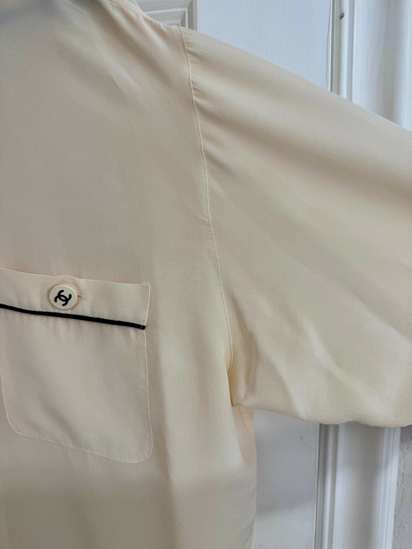 Rare Vintage Chanel Cream Silk Blouse
