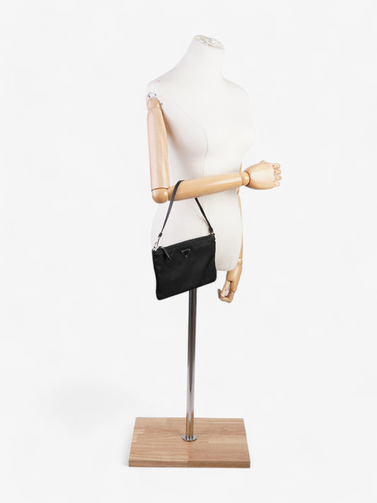 Prada Triangle Shoulder Bag Black Re Nylon
