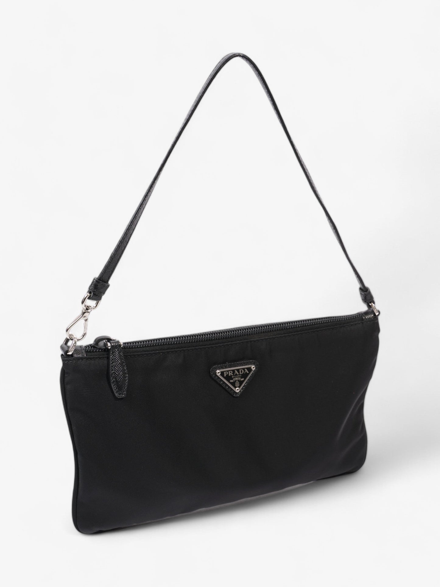 Prada Triangle Shoulder Bag Black Re Nylon