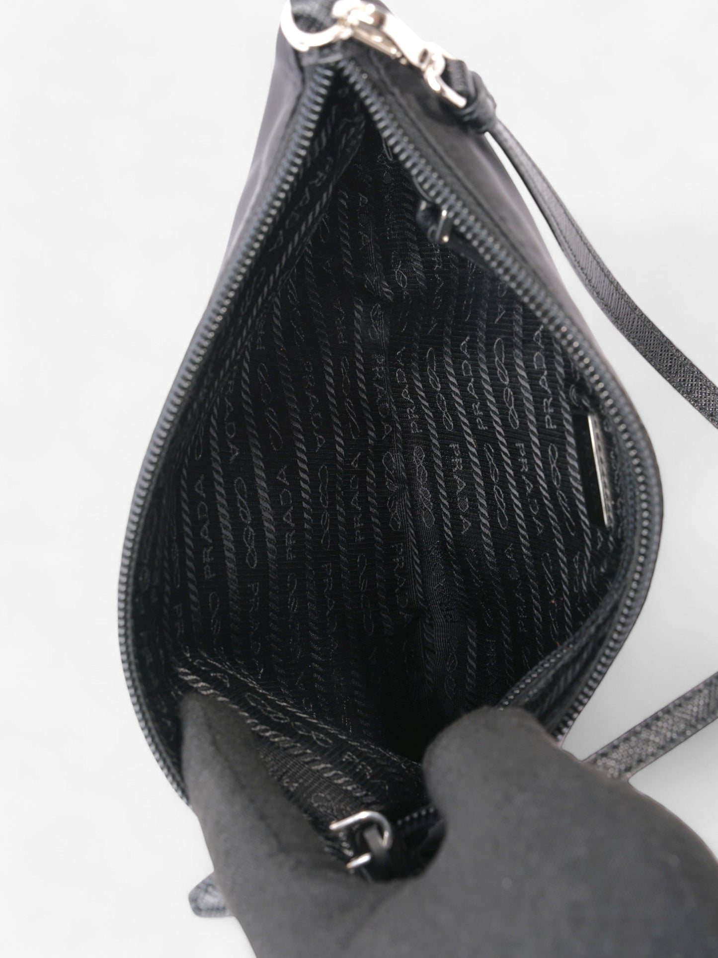 Prada Triangle Shoulder Bag Black Re Nylon