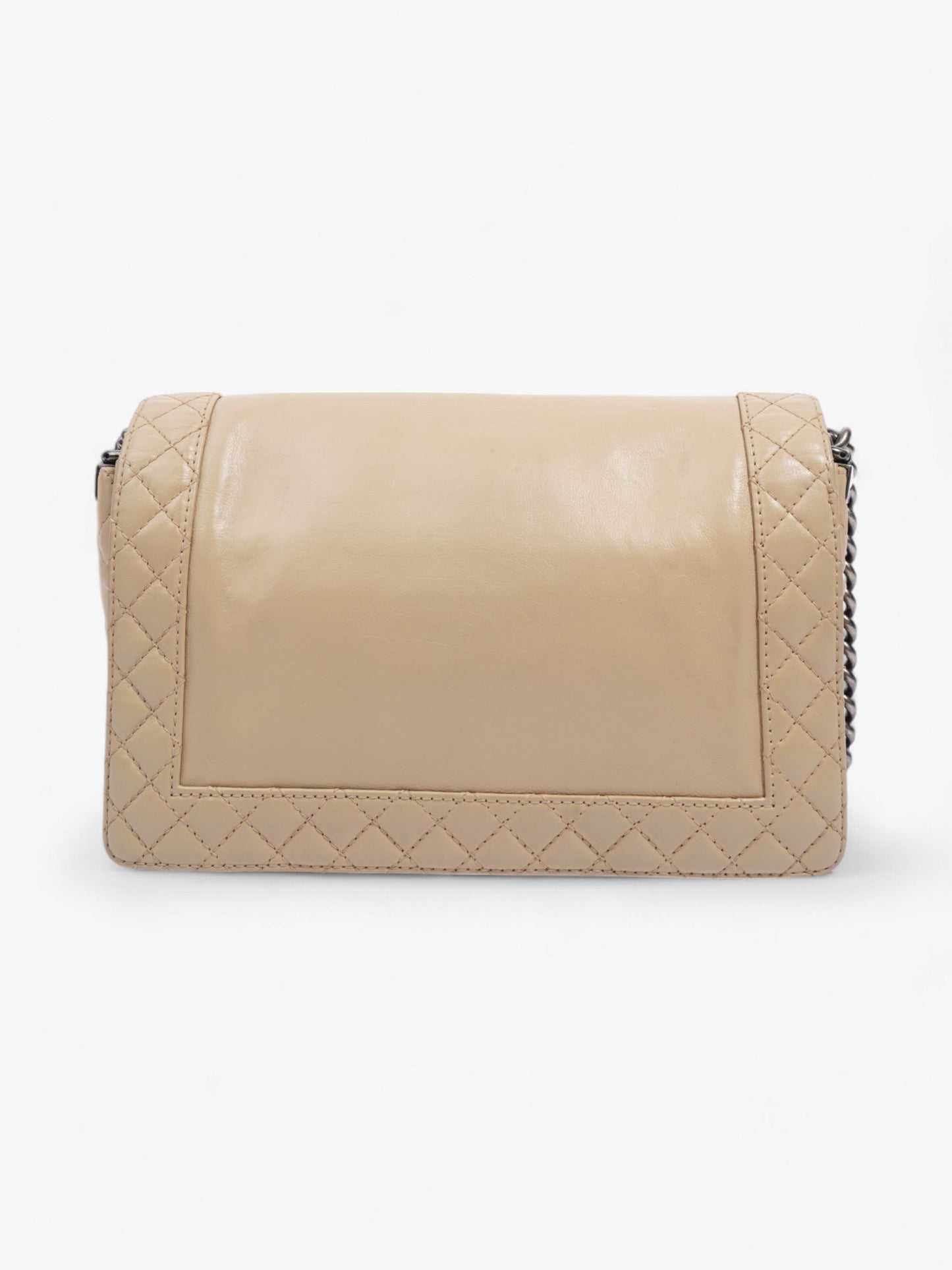 Chanel Boy Reverso Flap Beige Calfskin Leather Large