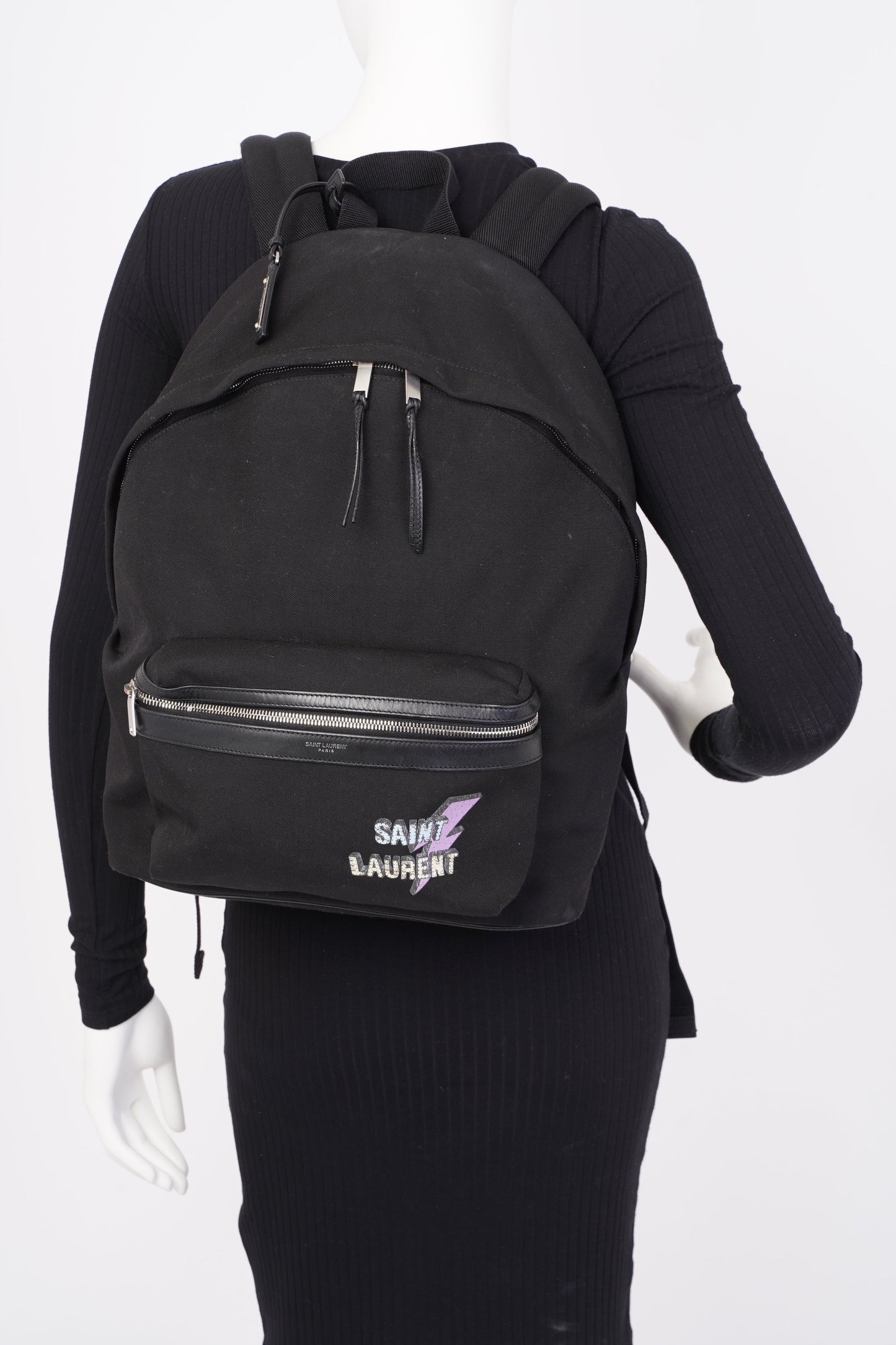 Saint Laurent Vintage Print City Black Canvas