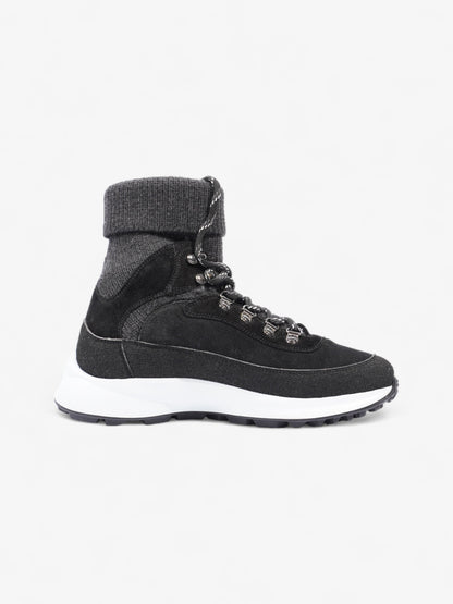 Chanel Interlocking CC Logo High Top Sneaker Black / Dark Grey Knit EU 38 UK 5