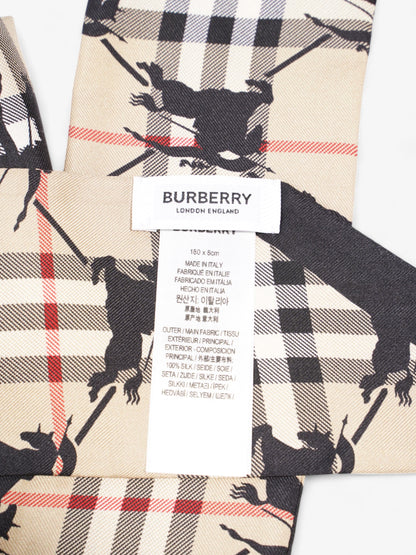 Burberry EKD Lattice Skinny Scarf Archive Beige Silk 180cm x 8cm