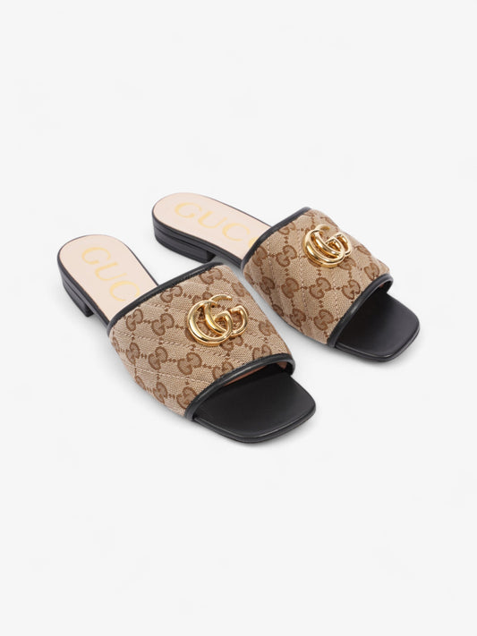 Gucci GG Sandals Beige  / Brown / Black Canvas EU 36 UK 3