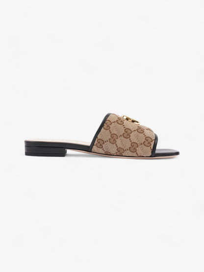 Gucci GG Sandals Beige  / Brown / Black Canvas EU 36 UK 3