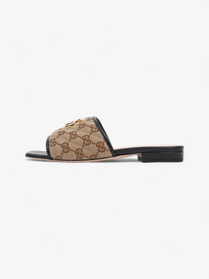 Gucci GG Sandals Beige  / Brown / Black Canvas EU 36 UK 3