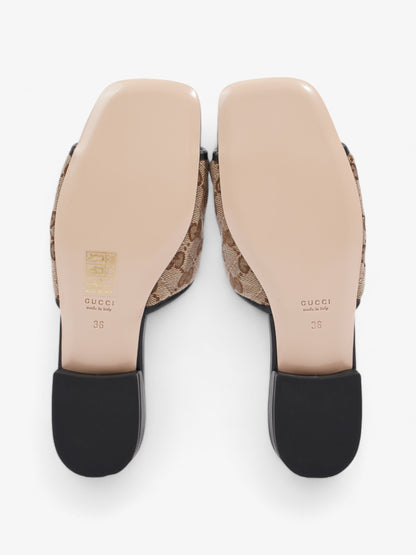 Gucci GG Sandals Beige  / Brown / Black Canvas EU 36 UK 3