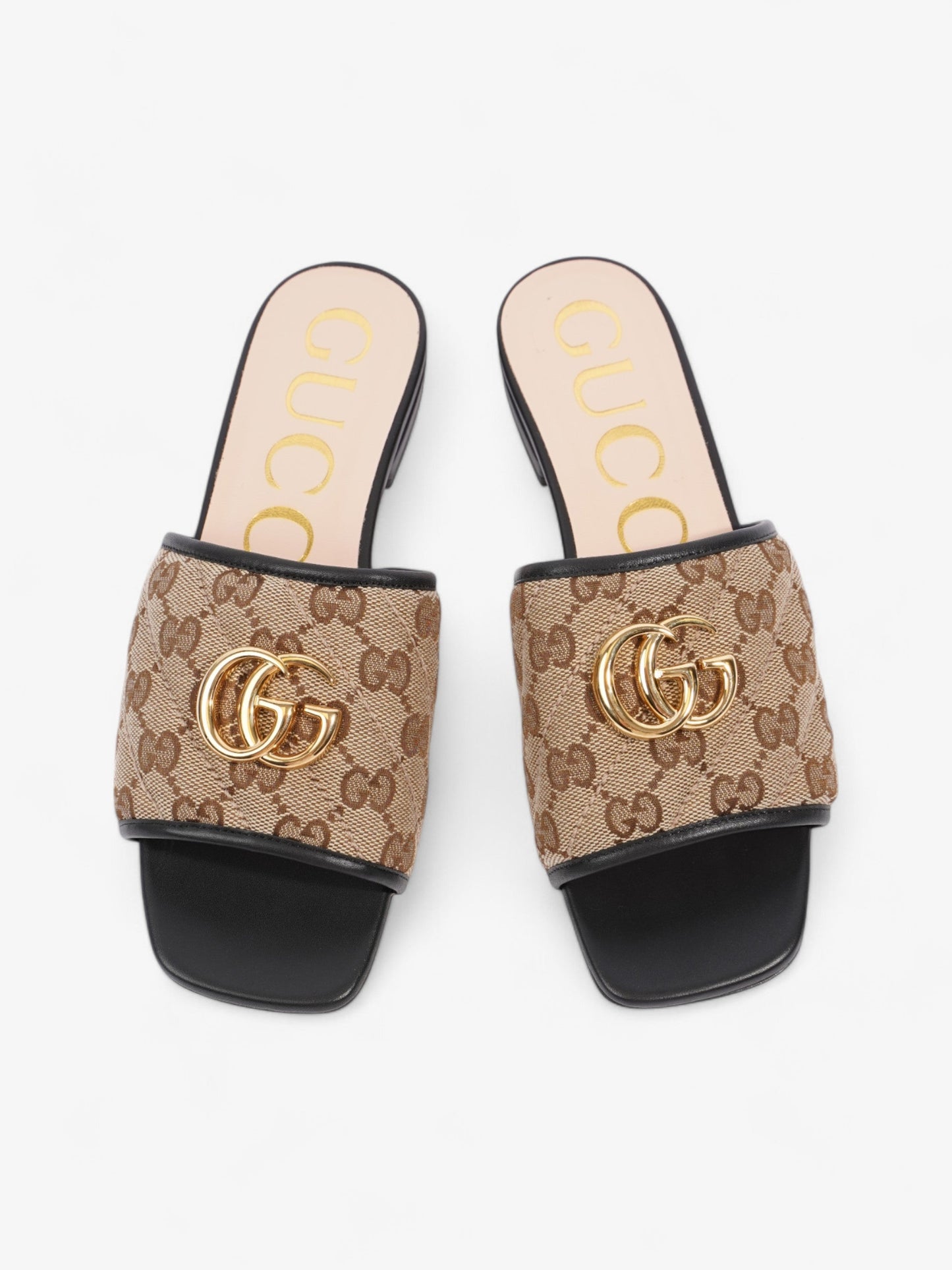 Gucci GG Sandals Beige  / Brown / Black Canvas EU 36 UK 3