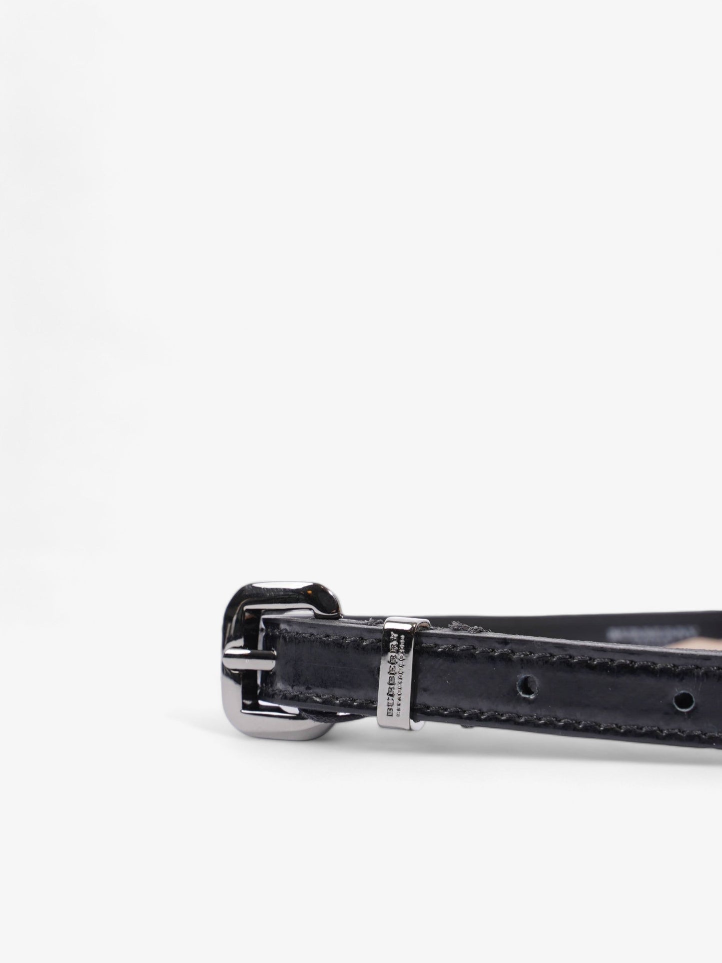 Burberry Thin Buckle Belt Black Patent Leather 86cm
