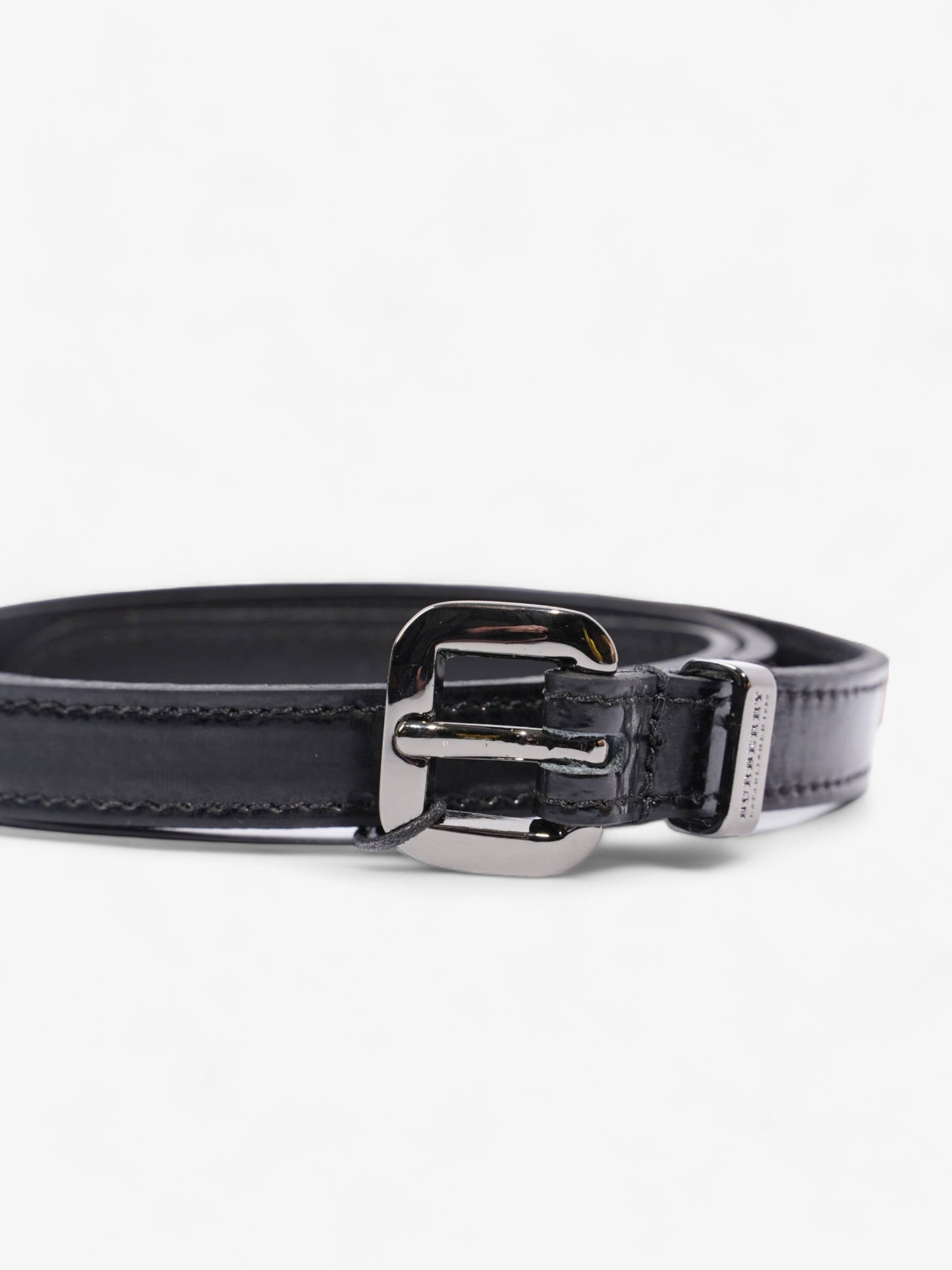 Burberry Thin Buckle Belt Black Patent Leather 86cm
