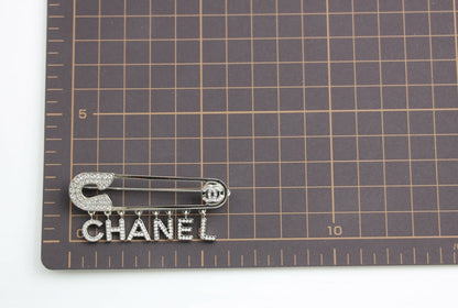 Chanel B18P Rhinestone Metal Thick ‘CHANEL’ Brooch