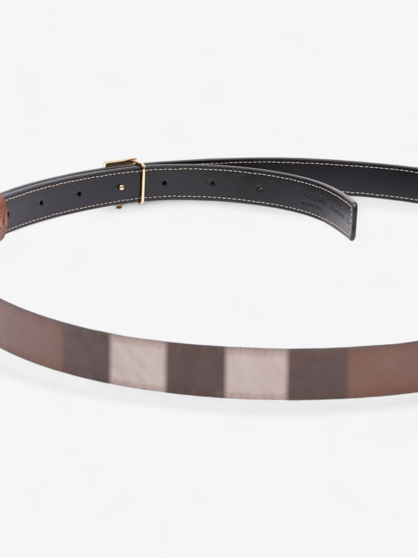 Burberry TB Belt Reversible Giant Check Belt Dark Birch Brown Canvas Large (134cm)