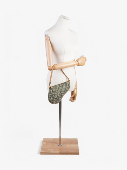 Christian Dior Saddle Pochette Green Canvas Mini