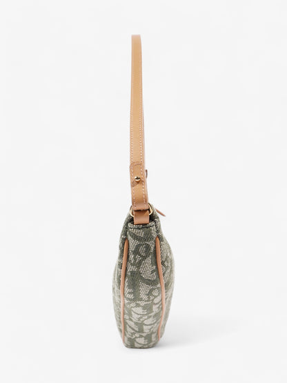Christian Dior Saddle Pochette Green Canvas Mini