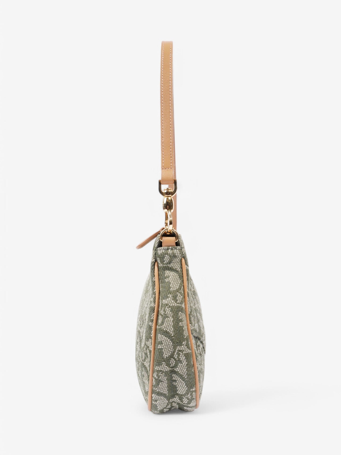 Christian Dior Saddle Pochette Green Canvas Mini