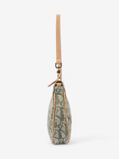 Christian Dior Saddle Pochette Green Canvas Mini
