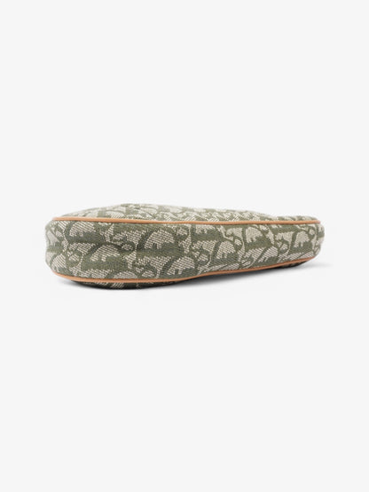 Christian Dior Saddle Pochette Green Canvas Mini