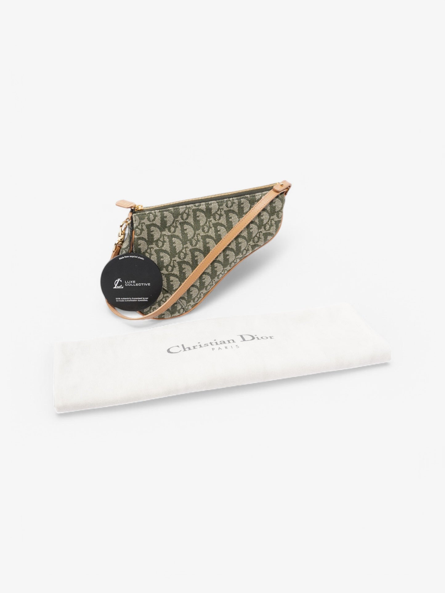 Christian Dior Saddle Pochette Green Canvas Mini