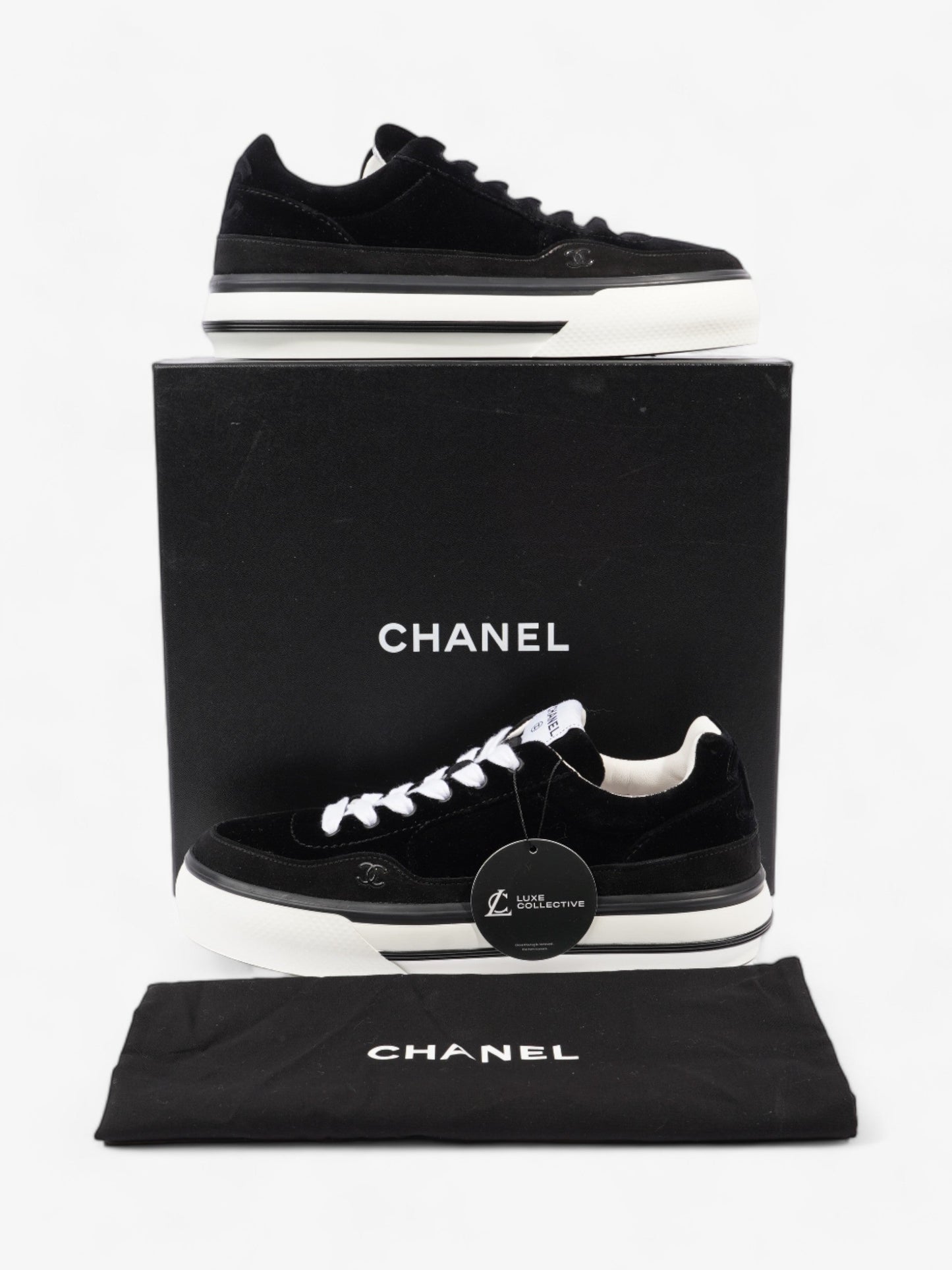 Chanel CC Suede Sneaker Black / White Suede EU 42 UK 8