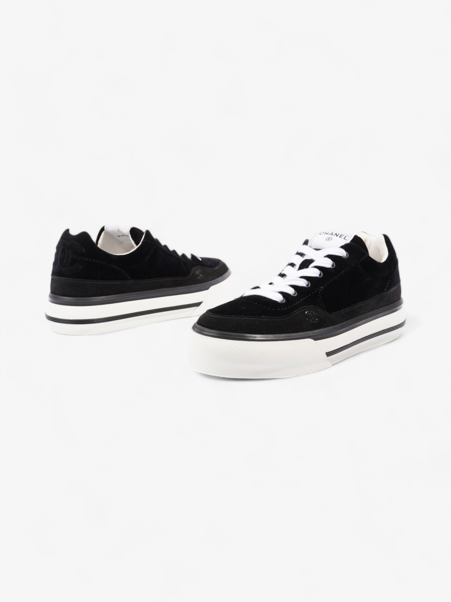 Chanel CC Suede Sneaker Black / White Suede EU 42 UK 8