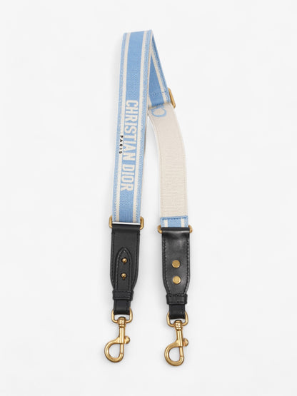 Christian Dior Adjustable Shoulder Strap With Ring Cornflower Blue / White / Gold Canvas