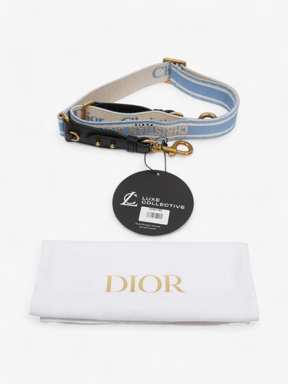 Christian Dior Adjustable Shoulder Strap With Ring Cornflower Blue / White / Gold Canvas