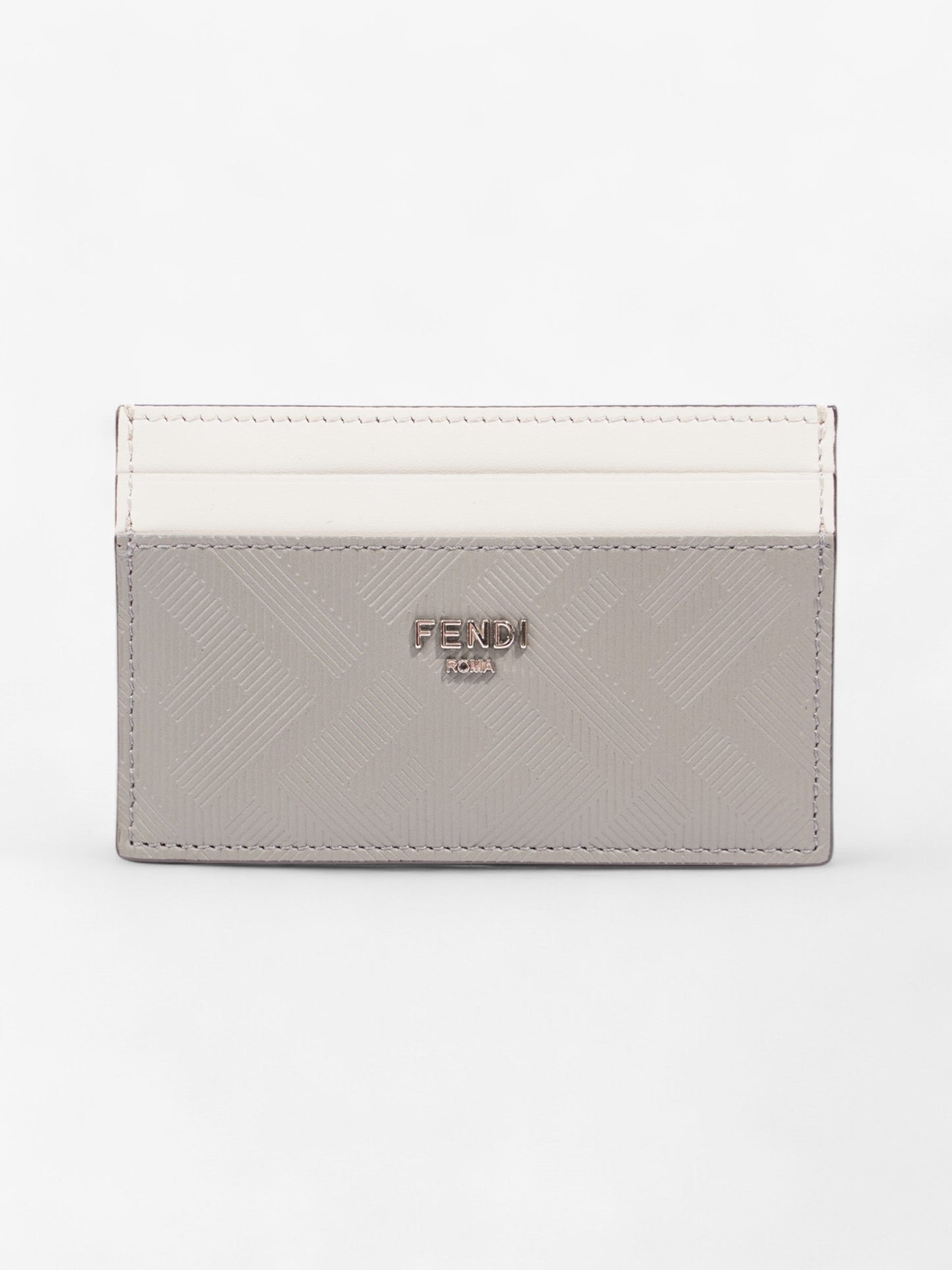 Fendi Shadow Card Holder Grey / Off White Leather