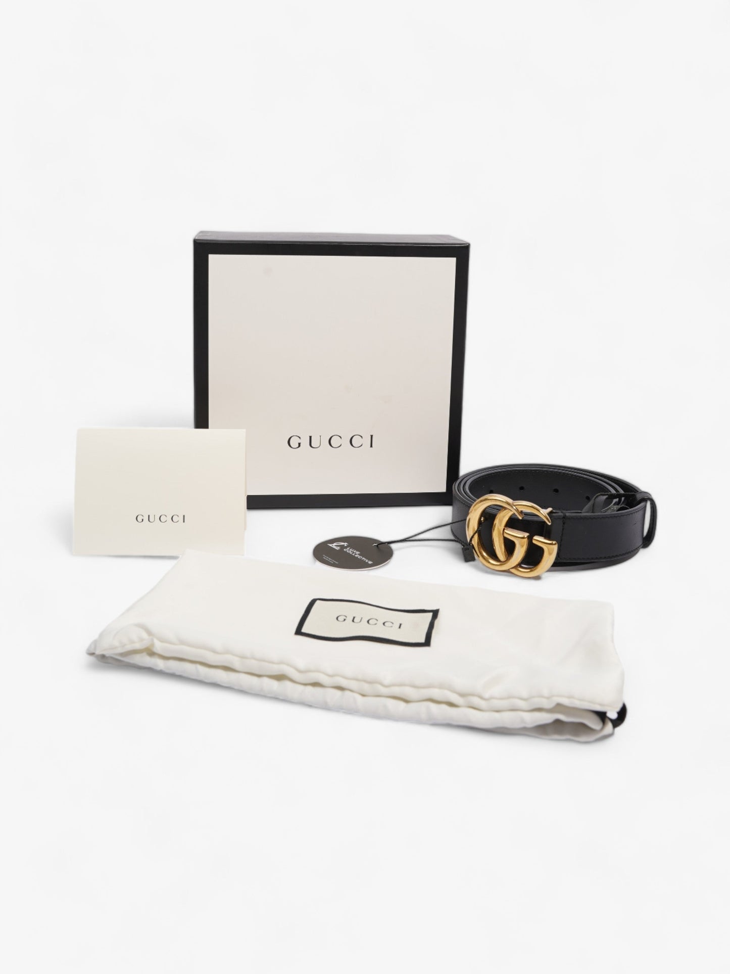 Gucci Double G Belt Black Leather 90cm 36"