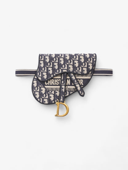 Christian Dior Saddle Flat Waist Pouch Navy Blue Oblique Canvas