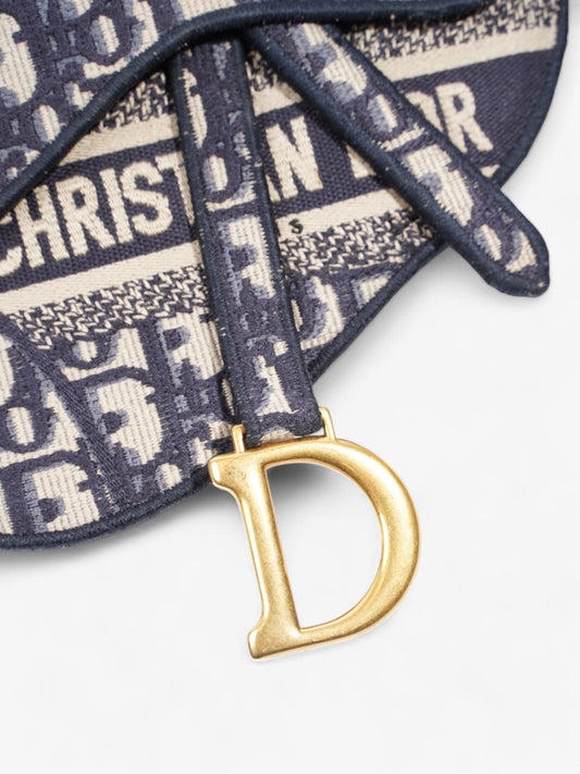 Christian Dior Saddle Flat Waist Pouch Navy Blue Oblique Canvas