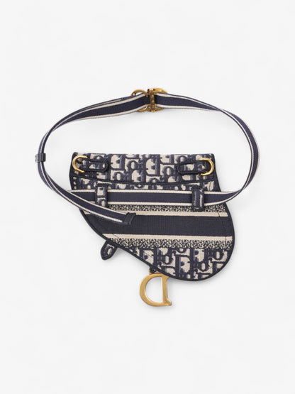 Christian Dior Saddle Flat Waist Pouch Navy Blue Oblique Canvas