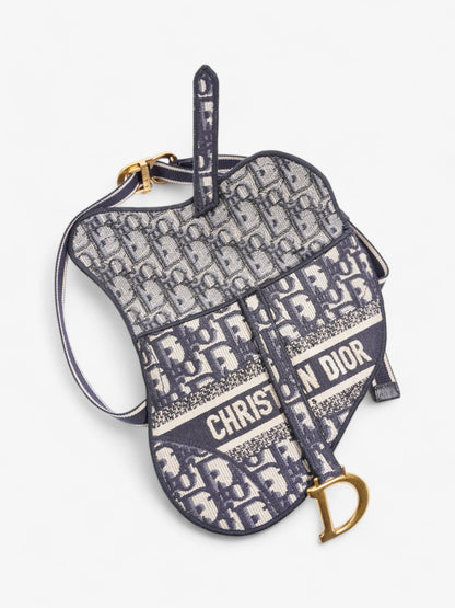 Christian Dior Saddle Flat Waist Pouch Navy Blue Oblique Canvas