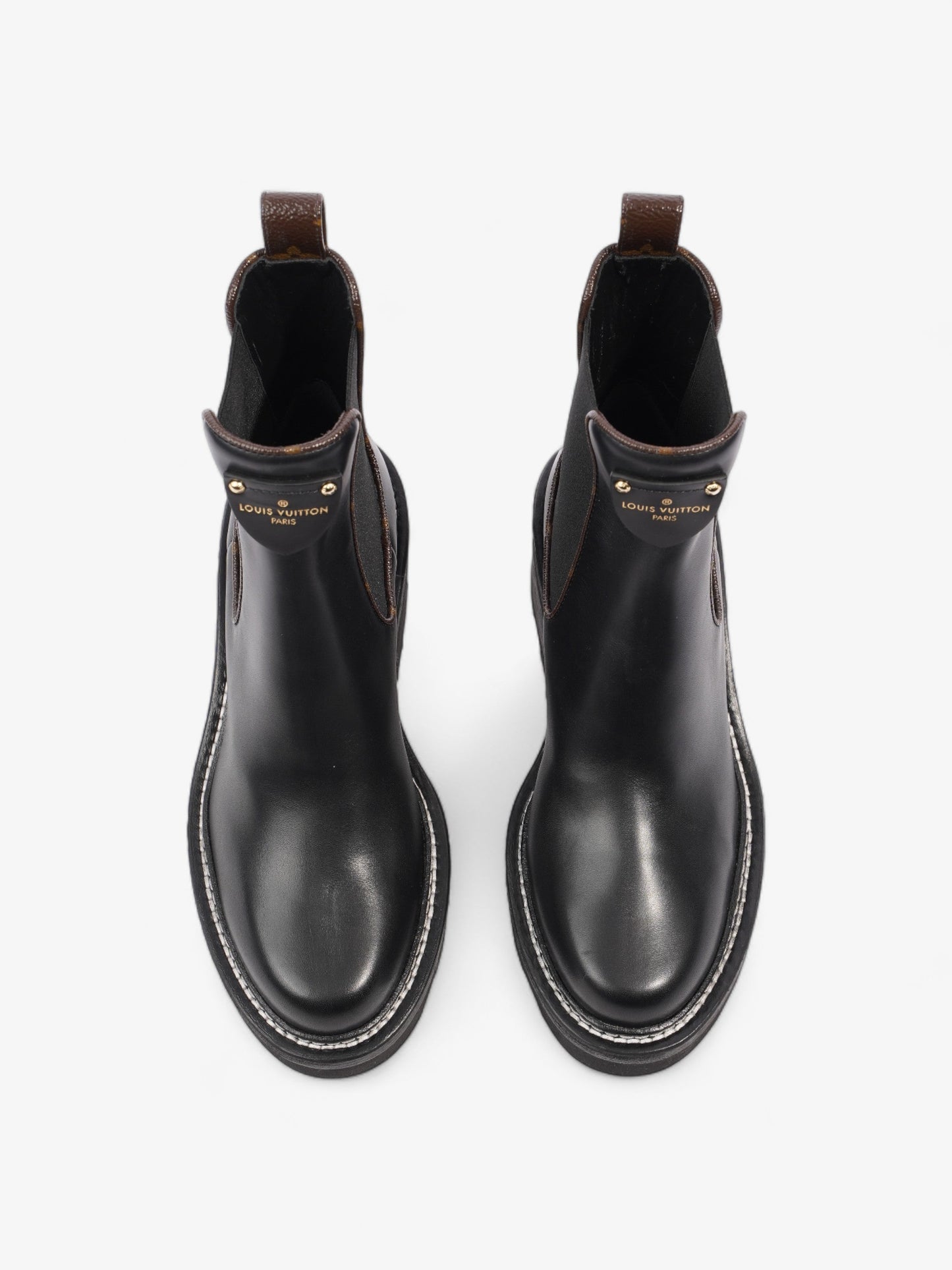 Louis Vuitton Beaubourg Ankle Boots Black / Brown Monogram Leather EU 36 UK 3