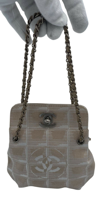 Vintage Chanel Extra Mini Beige Canvas CC Travel Ligne Bag