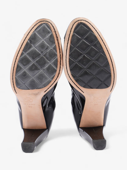 Chanel CC Ballerina Platform Pumps 70 Black Patent Leather EU 39 UK 6
