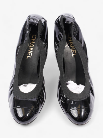 Chanel CC Ballerina Platform Pumps 70 Black Patent Leather EU 39 UK 6