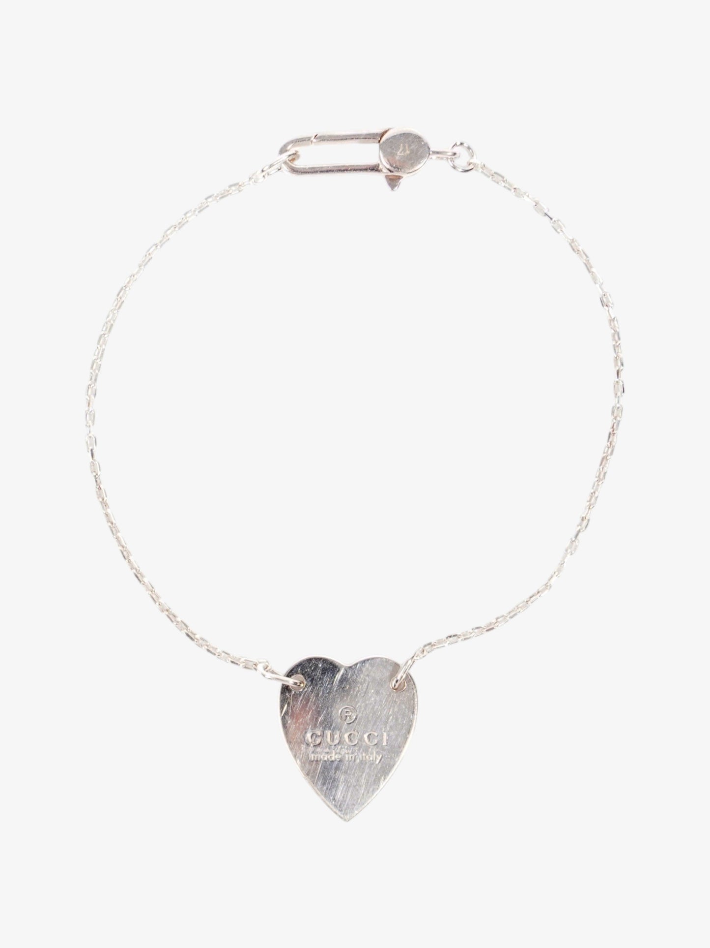 Gucci Trademark Heart Tag Bracelet Silver Silver Sterling 17cm