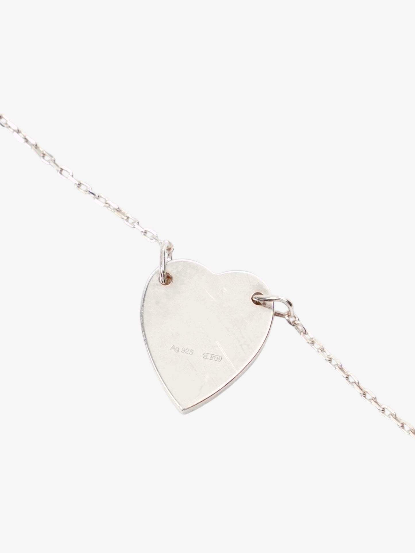 Gucci Trademark Heart Tag Bracelet Silver Silver Sterling 17cm