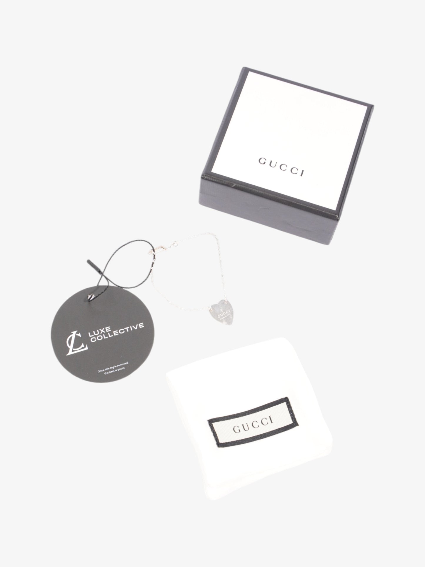 Gucci Trademark Heart Tag Bracelet Silver Silver Sterling 17cm