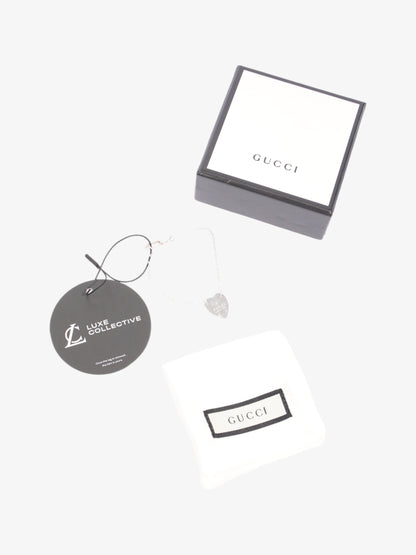 Gucci Trademark Heart Tag Bracelet Silver Silver Sterling 17cm