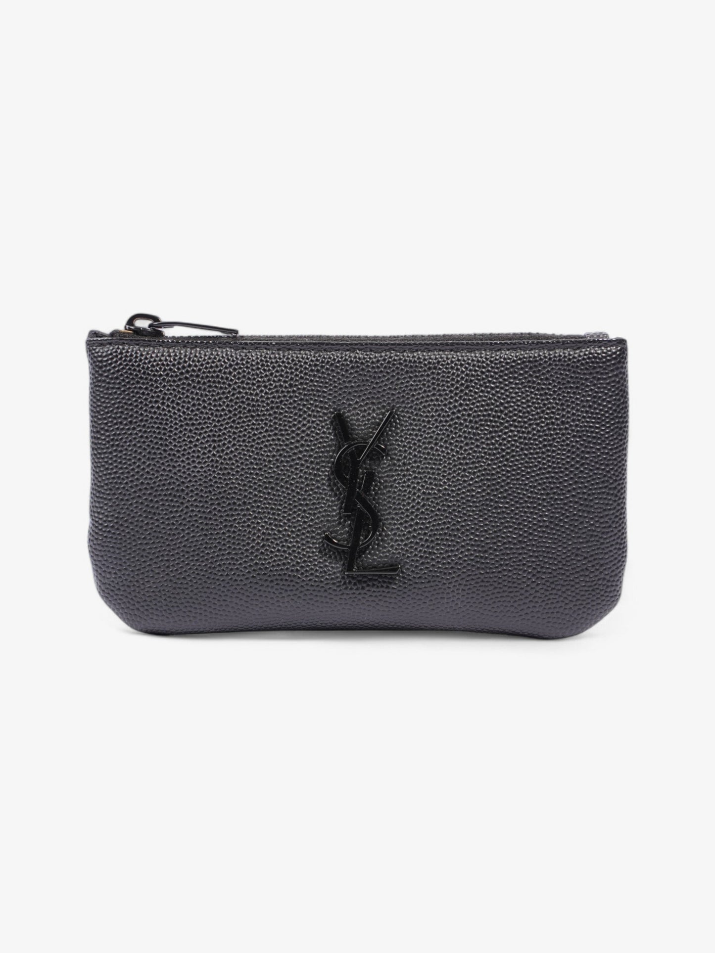 Saint Laurent Monogram Key Pouch Black Grained Leather
