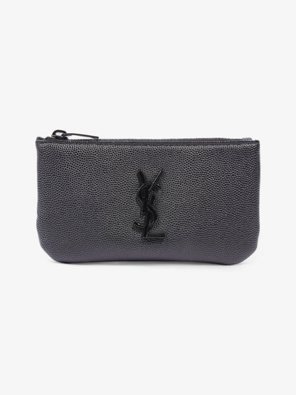 Saint Laurent Monogram Key Pouch Black Grained Leather