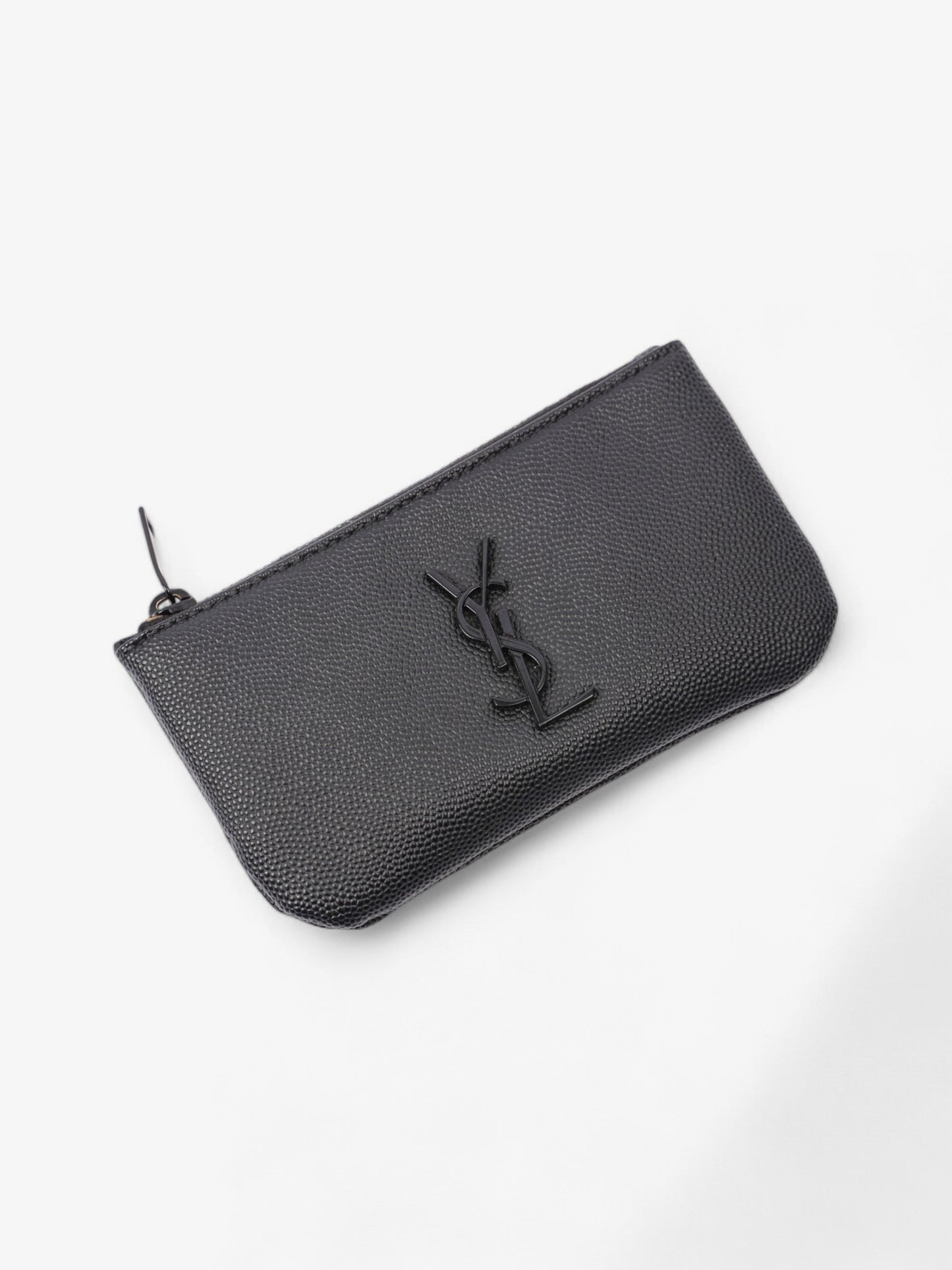 Saint Laurent Monogram Key Pouch Black Grained Leather