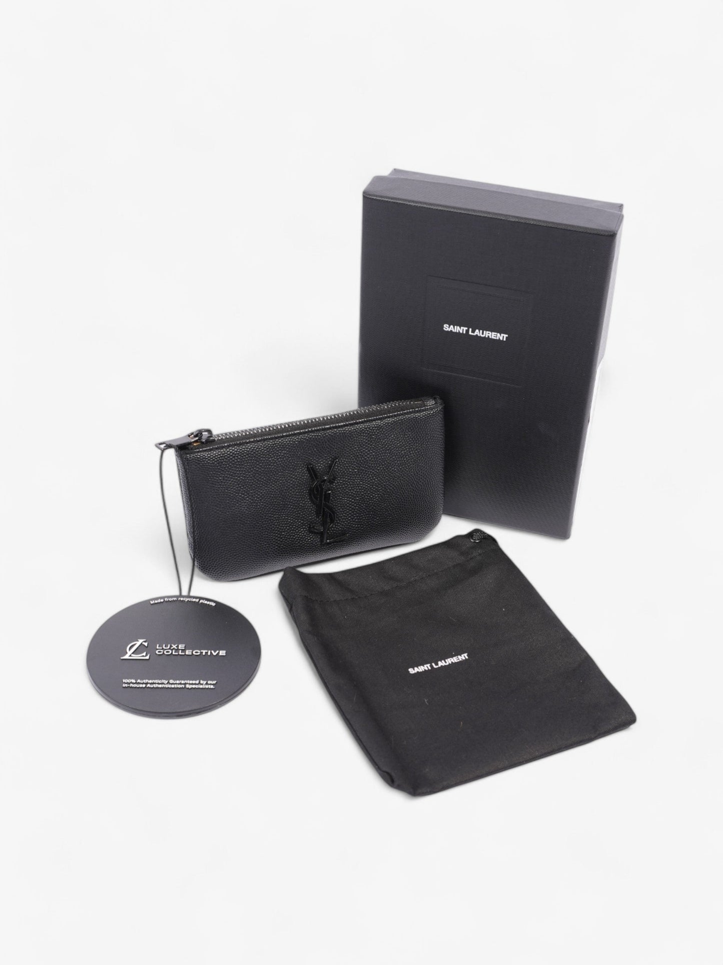 Saint Laurent Monogram Key Pouch Black Grained Leather