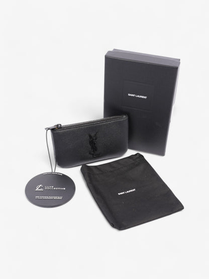 Saint Laurent Monogram Key Pouch Black Grained Leather