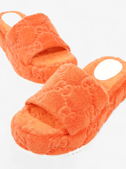 Gucci GG Platform Sandals Orange Cloth EU 36 UK 3